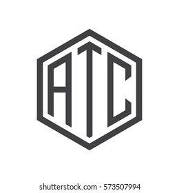 initial three letter logo hexagon black