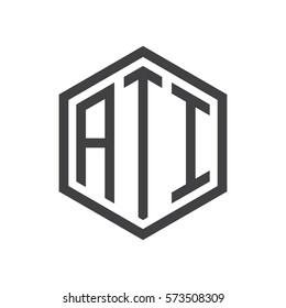 initial three letter logo hexagon black