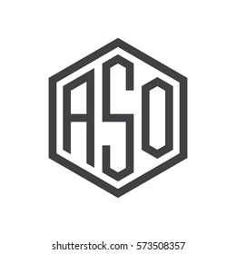 initial three letter logo hexagon black