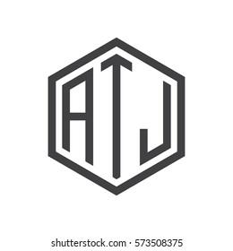 initial three letter logo hexagon black