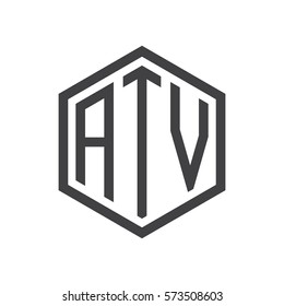 initial three letter logo hexagon black