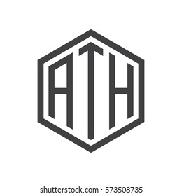 initial three letter logo hexagon black