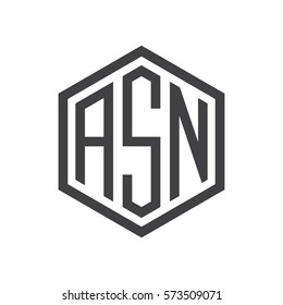initial three letter logo hexagon black