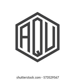 initial three letter logo hexagon black