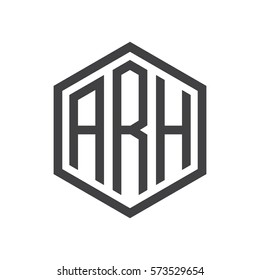initial three letter logo hexagon black