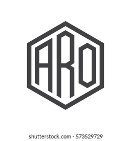 initial three letter logo hexagon black
