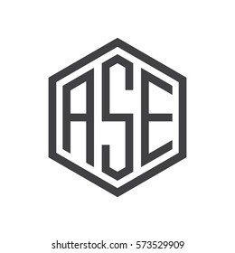 initial three letter logo hexagon black