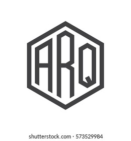 initial three letter logo hexagon black