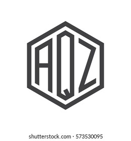 initial three letter logo hexagon black