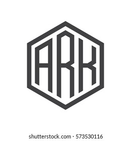 initial three letter logo hexagon black