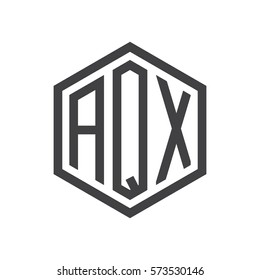 initial three letter logo hexagon black