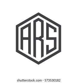 initial three letter logo hexagon black