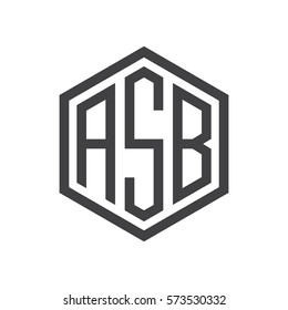 initial three letter logo hexagon black