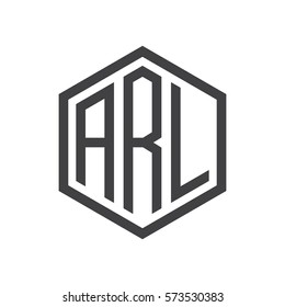 initial three letter logo hexagon black