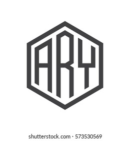 initial three letter logo hexagon black