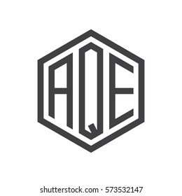 initial three letter logo hexagon black