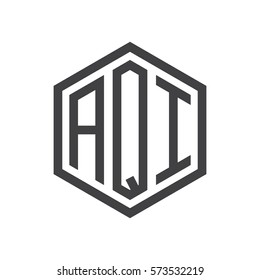 initial three letter logo hexagon black