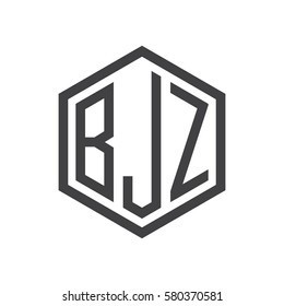 initial three letter logo hexagon black