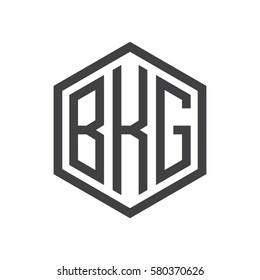 initial three letter logo hexagon black