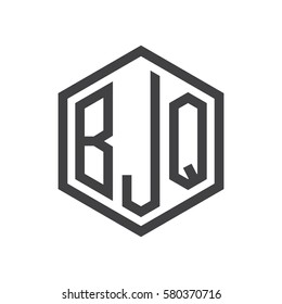 initial three letter logo hexagon black
