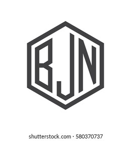initial three letter logo hexagon black