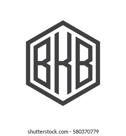initial three letter logo hexagon black