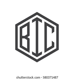 initial three letter logo hexagon black