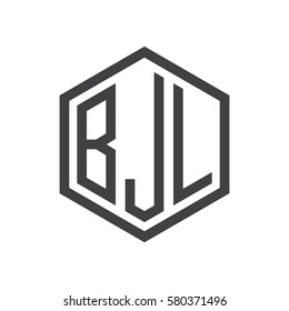 initial three letter logo hexagon black