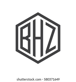 initial three letter logo hexagon black