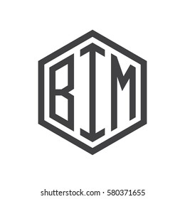 initial three letter logo hexagon black