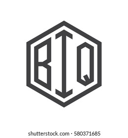 initial three letter logo hexagon black