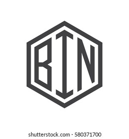 initial three letter logo hexagon black
