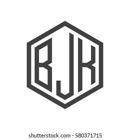 initial three letter logo hexagon black