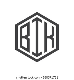 initial three letter logo hexagon black