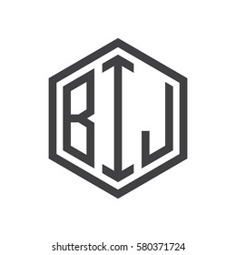 initial three letter logo hexagon black