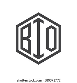 initial three letter logo hexagon black