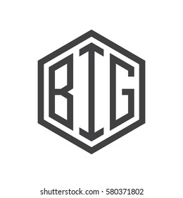 initial three letter logo hexagon black