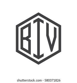 initial three letter logo hexagon black