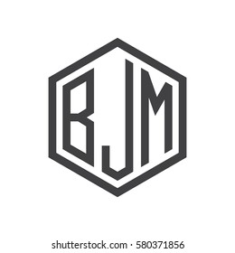 initial three letter logo hexagon black