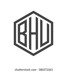 initial three letter logo hexagon black