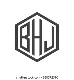 initial three letter logo hexagon black