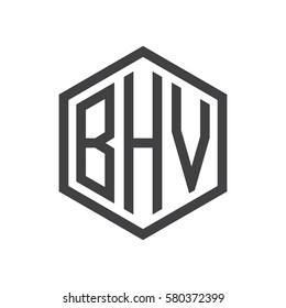 initial three letter logo hexagon black