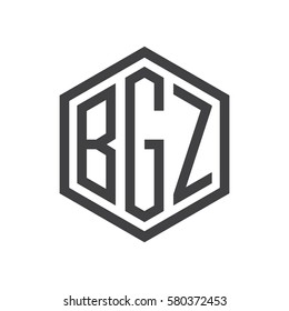 initial three letter logo hexagon black