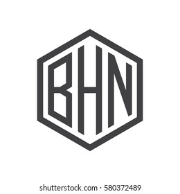 initial three letter logo hexagon black