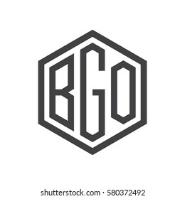 initial three letter logo hexagon black