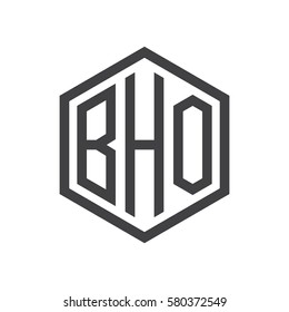 initial three letter logo hexagon black