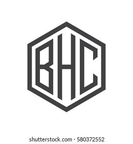 initial three letter logo hexagon black