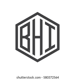 initial three letter logo hexagon black