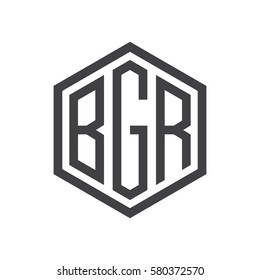 initial three letter logo hexagon black