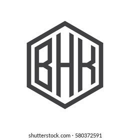initial three letter logo hexagon black